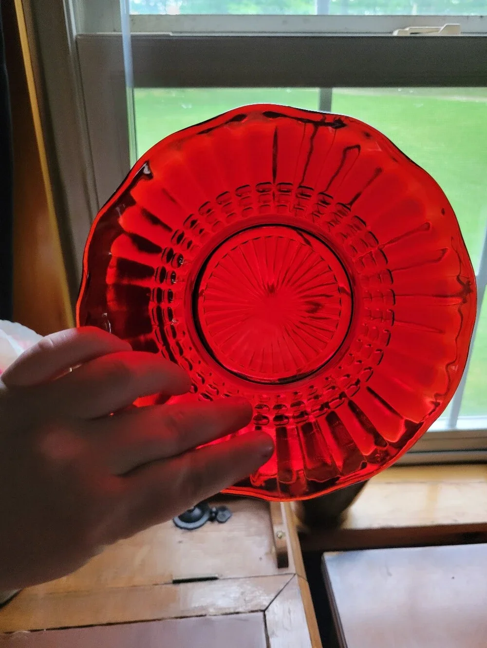 Vtg Anchor Hocking Royal Ruby Red Ruffled Bowl 6.5